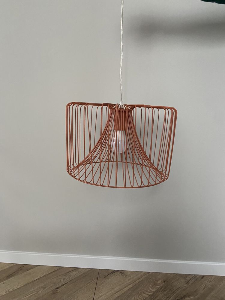 Lampa sufitowa pomarańczowa ruda ażurowa metalowa druciana loft