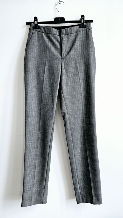 Szare eleganckie spodnie jodełka garniturowe kant XS 34 S 36 casual
