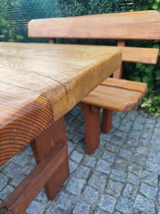 Drewniany komplet 2x ławka, stół, szer 120cm, solidne, gr 53mm, OKAZJA