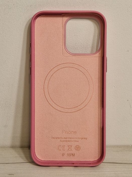 MagSafe Leather Case Iphone 16 Pro Różowy + szklo 9h GRATIS