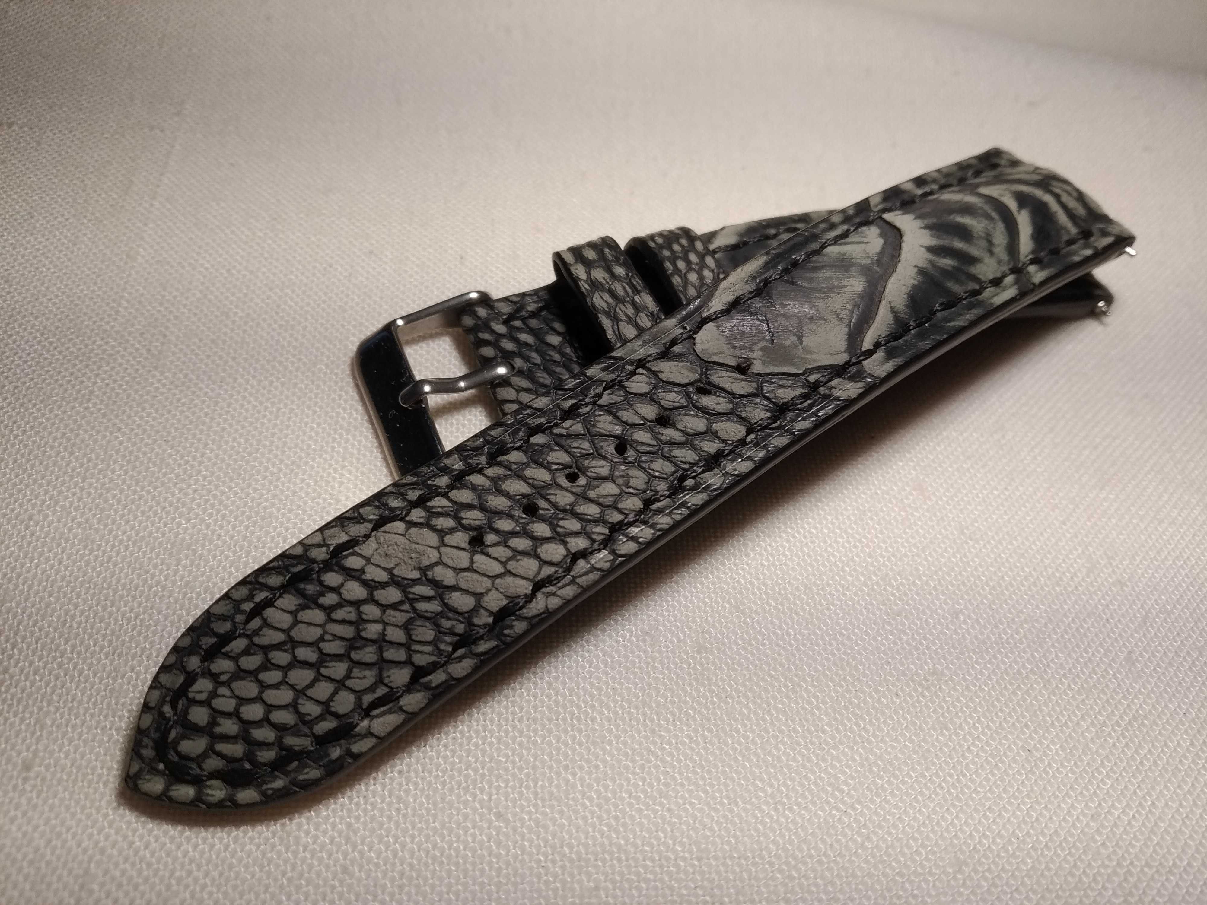 Pasek skórzany do zegarka 20 mm - styl " Breitling" - noga strusia