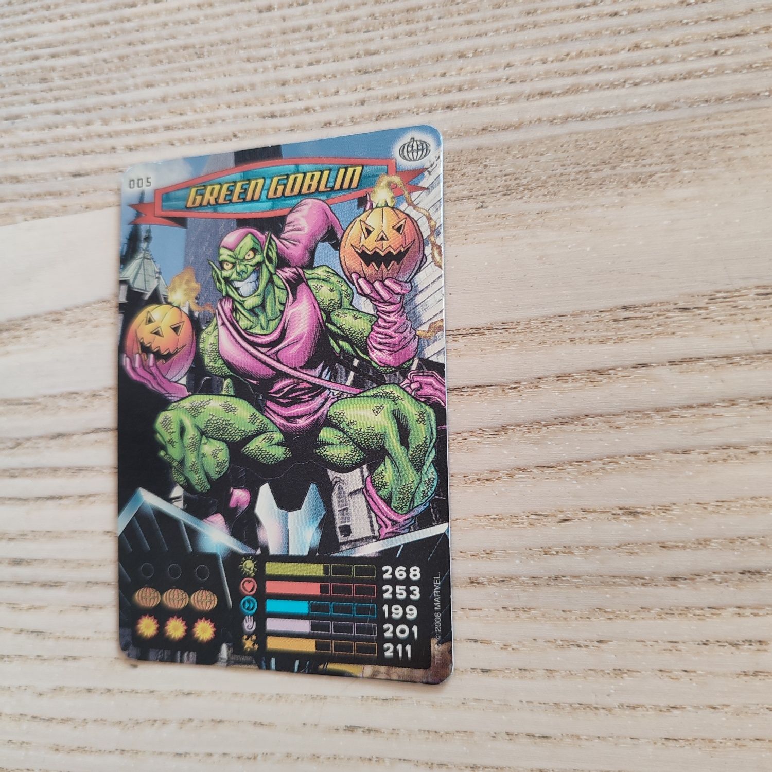 Green Goblin kolekcjonerska karta ze Spiderman Heroes & Villains Marve