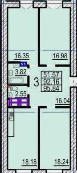 Продам 3 комн. квартиру 96 м2. в новострое ЖК Овис! 10 этаж РА