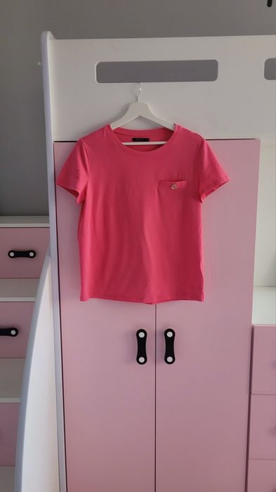Mohito T-shirt damski S koszulka Basic krótki rękaw fuksj bluzka