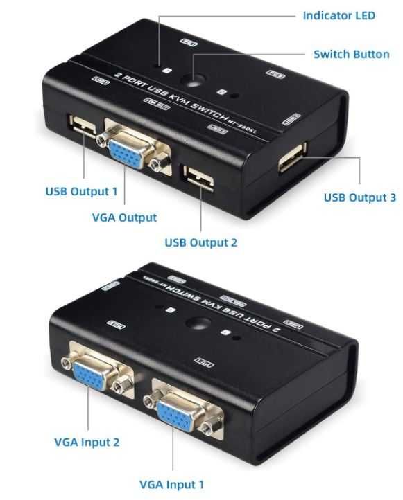 Przełącznik USB VGA KVM z dwoma portami TCNEWCL
