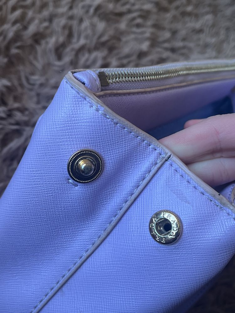 Оригінал! Prada Saffiano Double Zip Purple Learher Bag