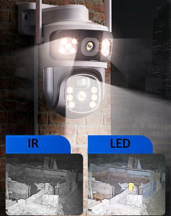 Podwójna Kamera Solarna Obrotowa Moitoring 2w1 LTE 4G Zewnętrzna SIM