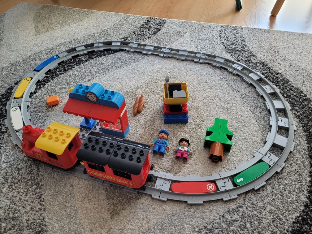 LEGO Duplo Pociąg parowy 10874 Most Wiadukt 10872 Zwrotnice 10882