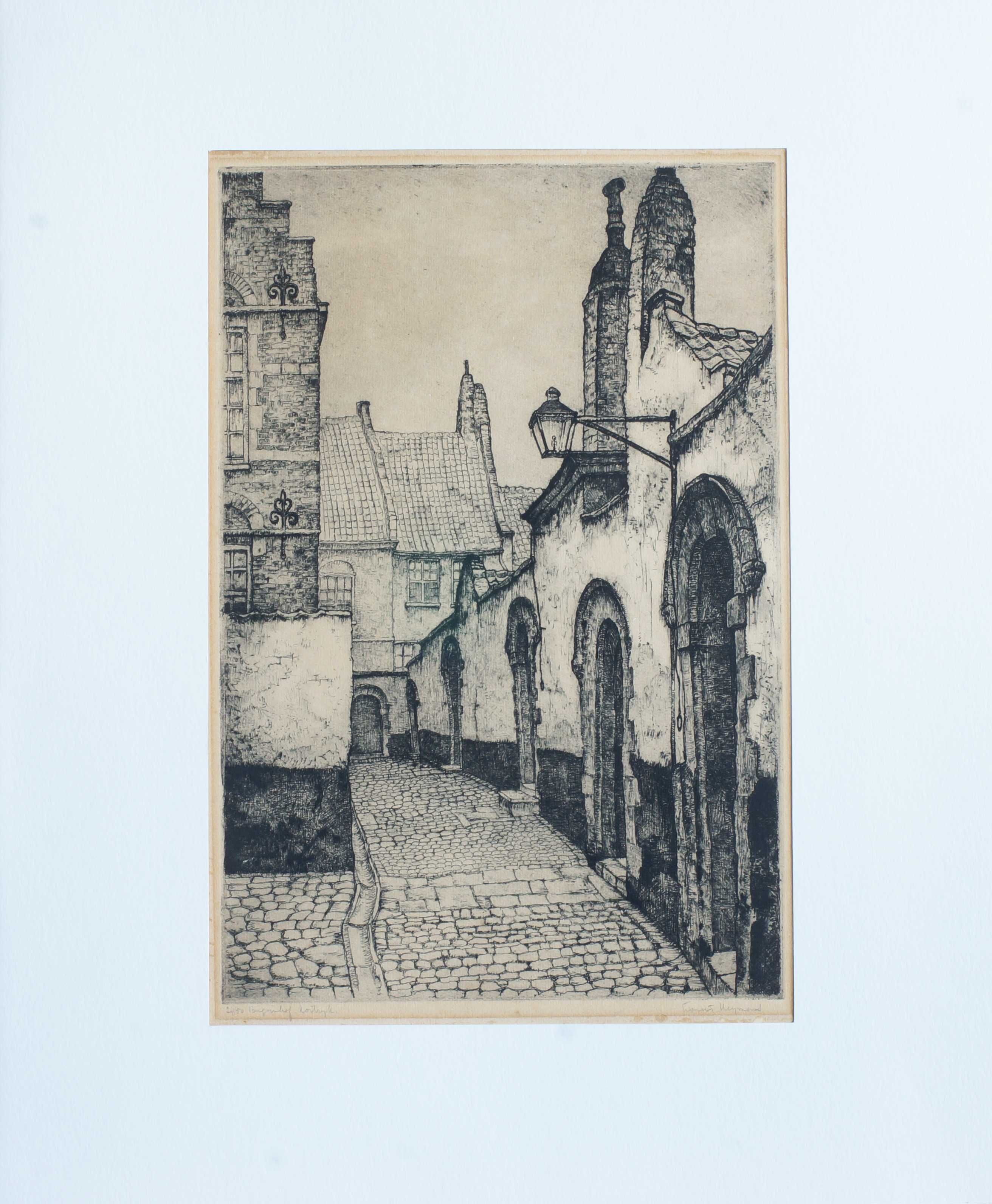 Grafika - akwaforta sygnowana Louis Heijmans, mistrz holenderski