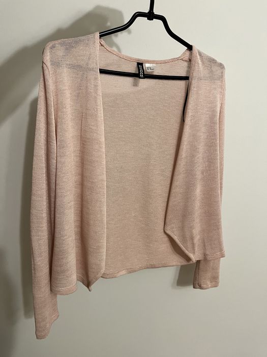 Jasnoróżowy sweterek XS H&M kardigan damski cienki sweter