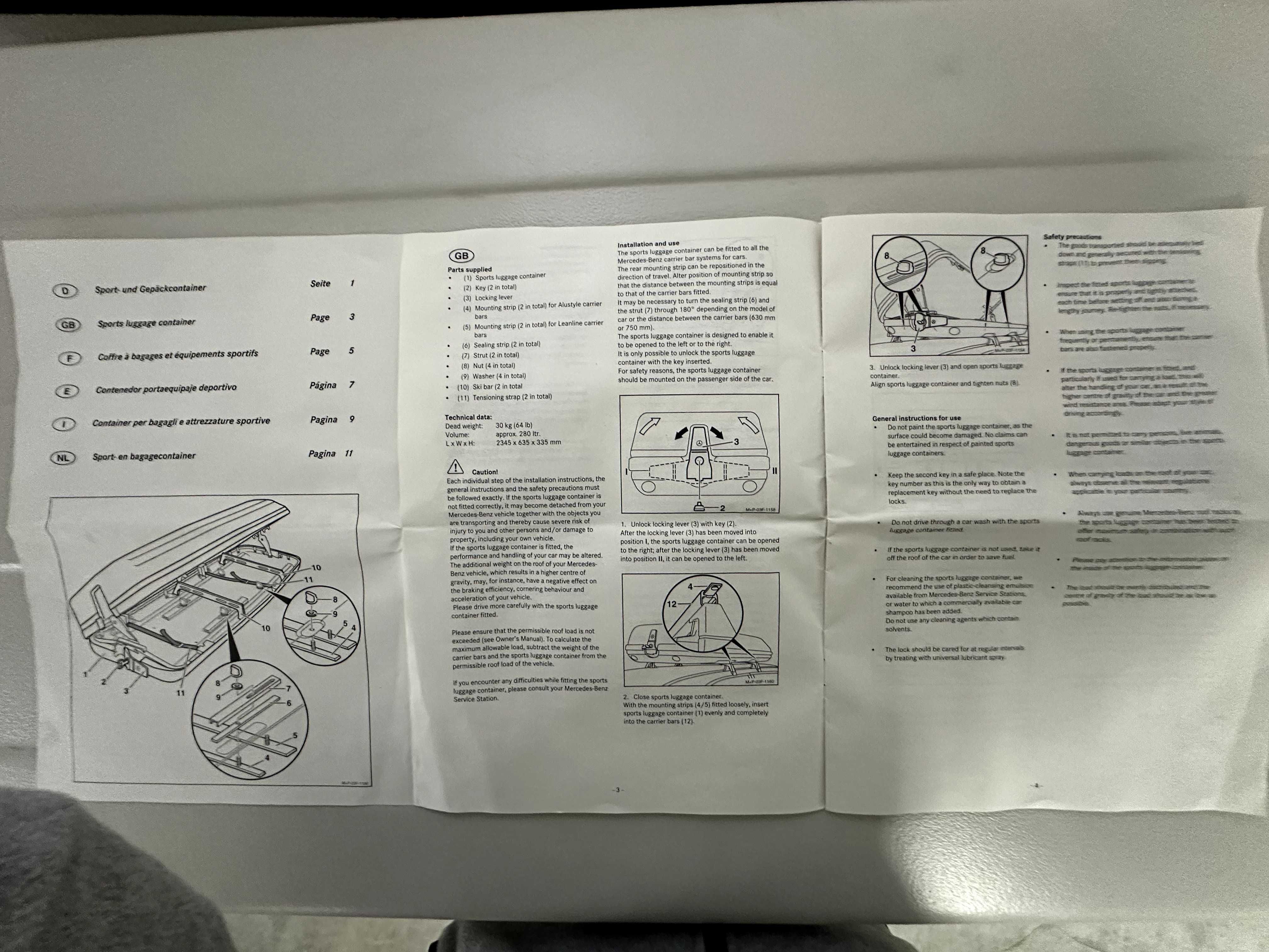 Caixa + barras de tejadilho de grande dimensão MERCEDES BENZ