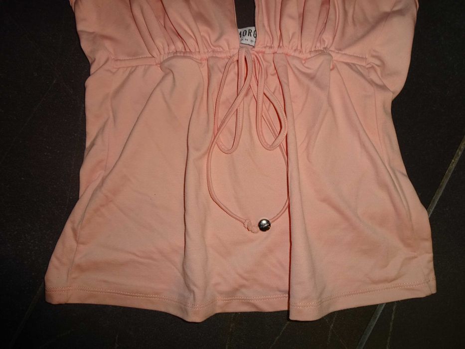 MORGAN DE TOI jasno różowa pastelowa bluzka wiązana na szyji top