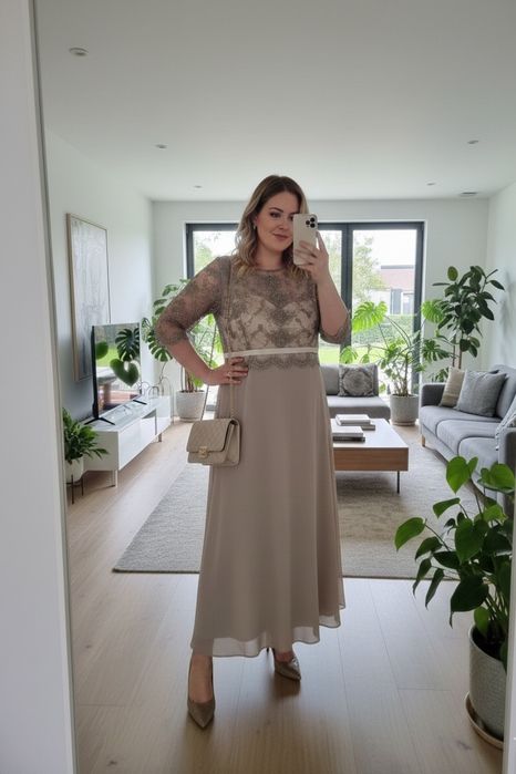 Cappuccino sukienka 52 koronką wesele