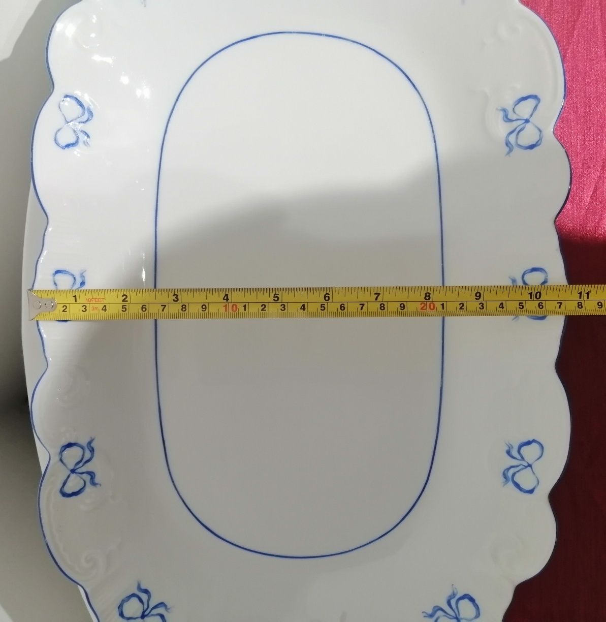 Grande Travessa loiça lacinhos azuis linha Ruban Blue fábrica VA