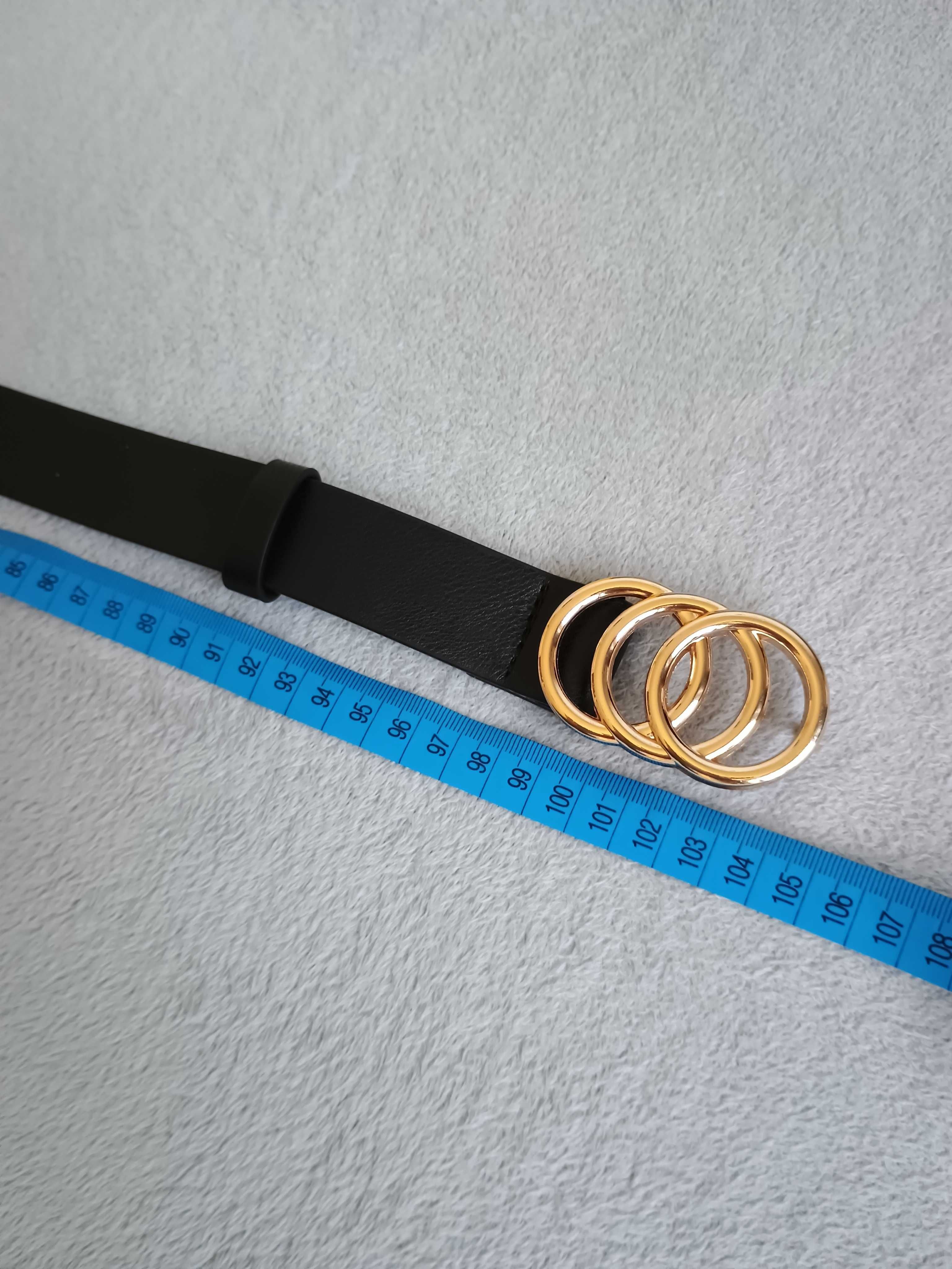 Damski pasek z ozdobną klamrą 100 cm, czarny