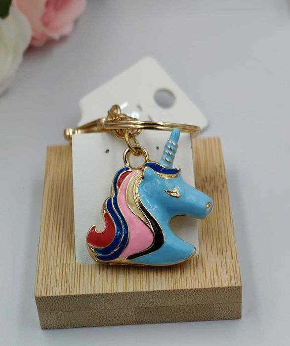 Brelok Jednorożec Niebieski Uroczy Zawieszka do Kluczy Torebki Plecaka