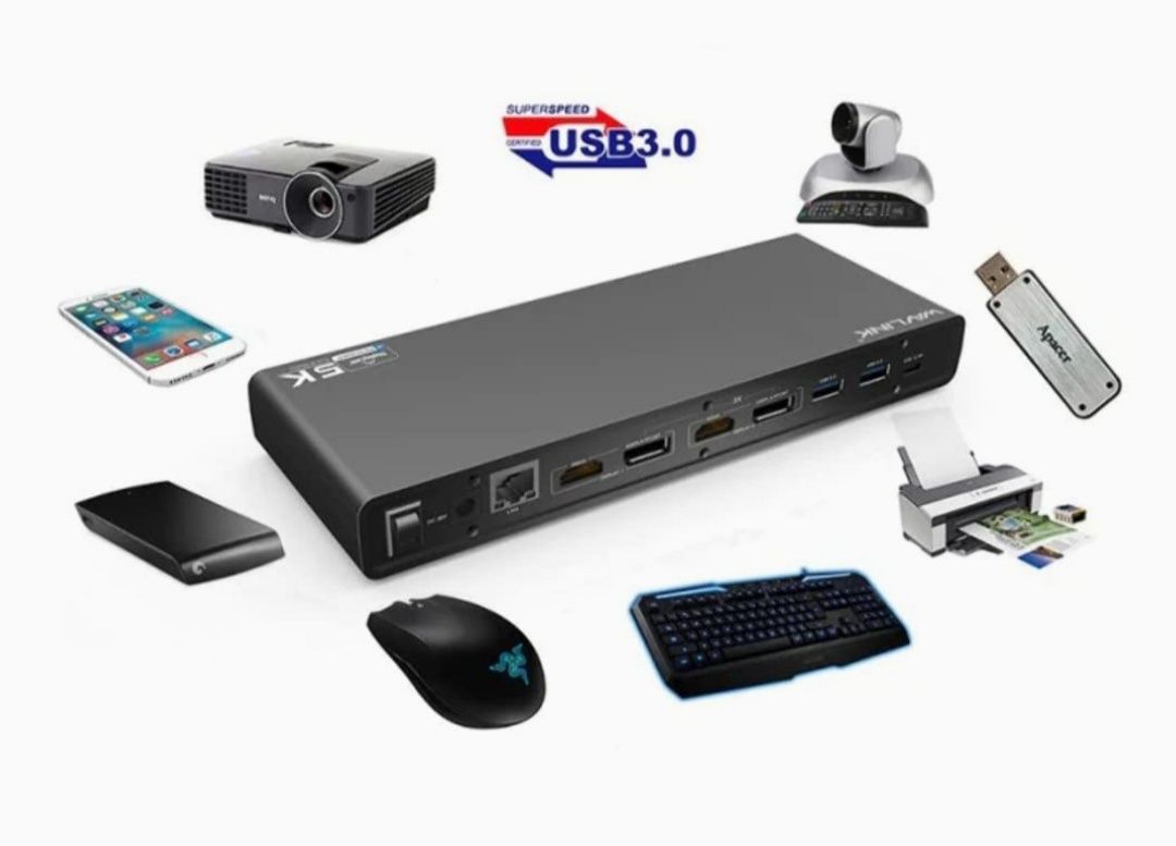 Wavlink Universal USB-C Ultra 5K Docking Station com saídas de vídeo d