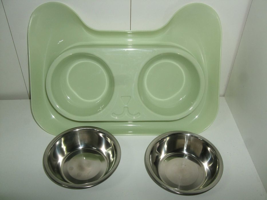 MISKA PODWÓJNA dla KOTA PSA NIECHLAPIĄCA Podstawka pod Miski 2 x 200ml