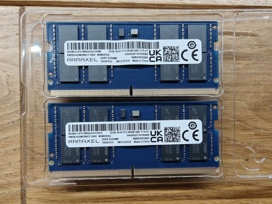 RAMAXEL 64GB (2x32)DDR5 5600 2Rx8 PC5-5600B-SB0-1110-XT Laptop SODIMM