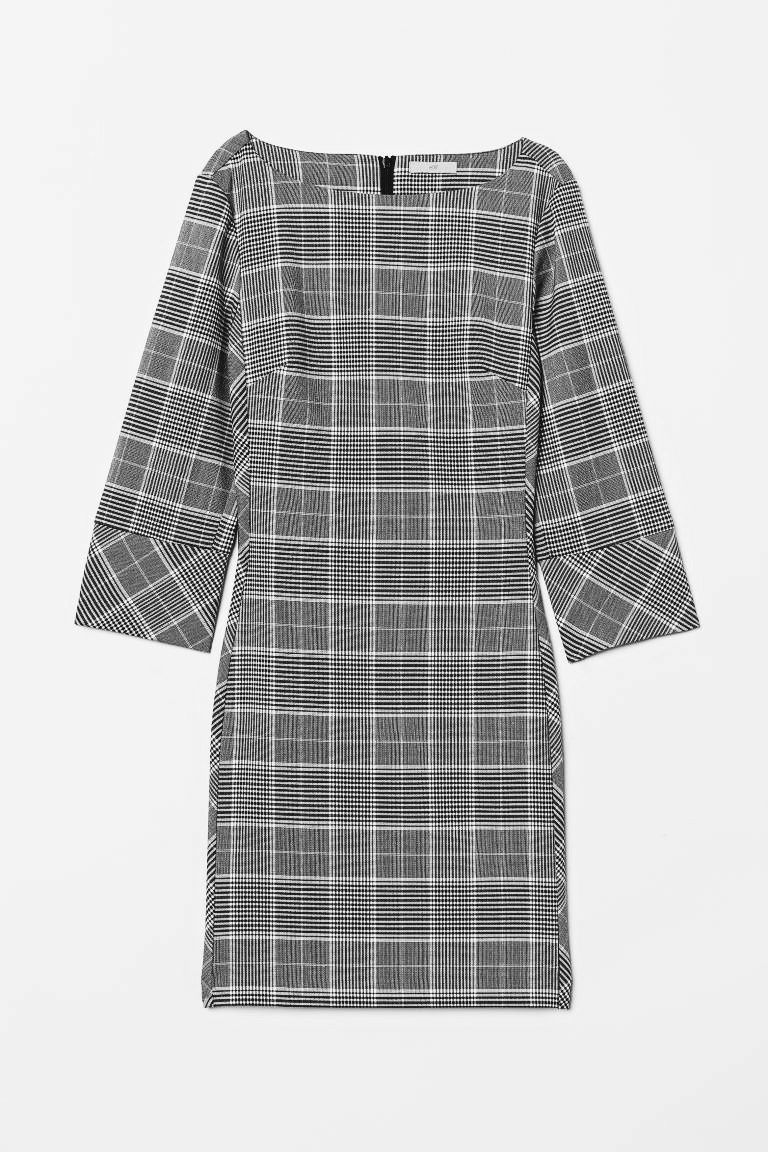 Elegancka nowa szara sukienka S w kratę H&M