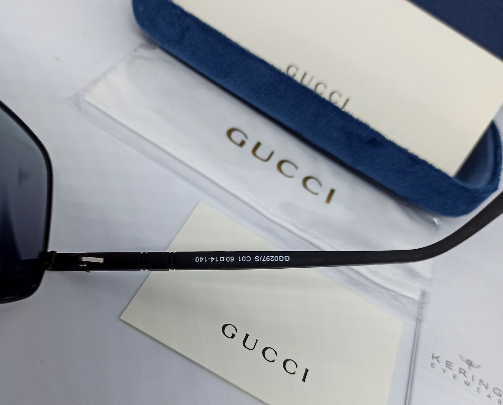 Gucci очки мужские темно серый градиент в черном металле поляризирован