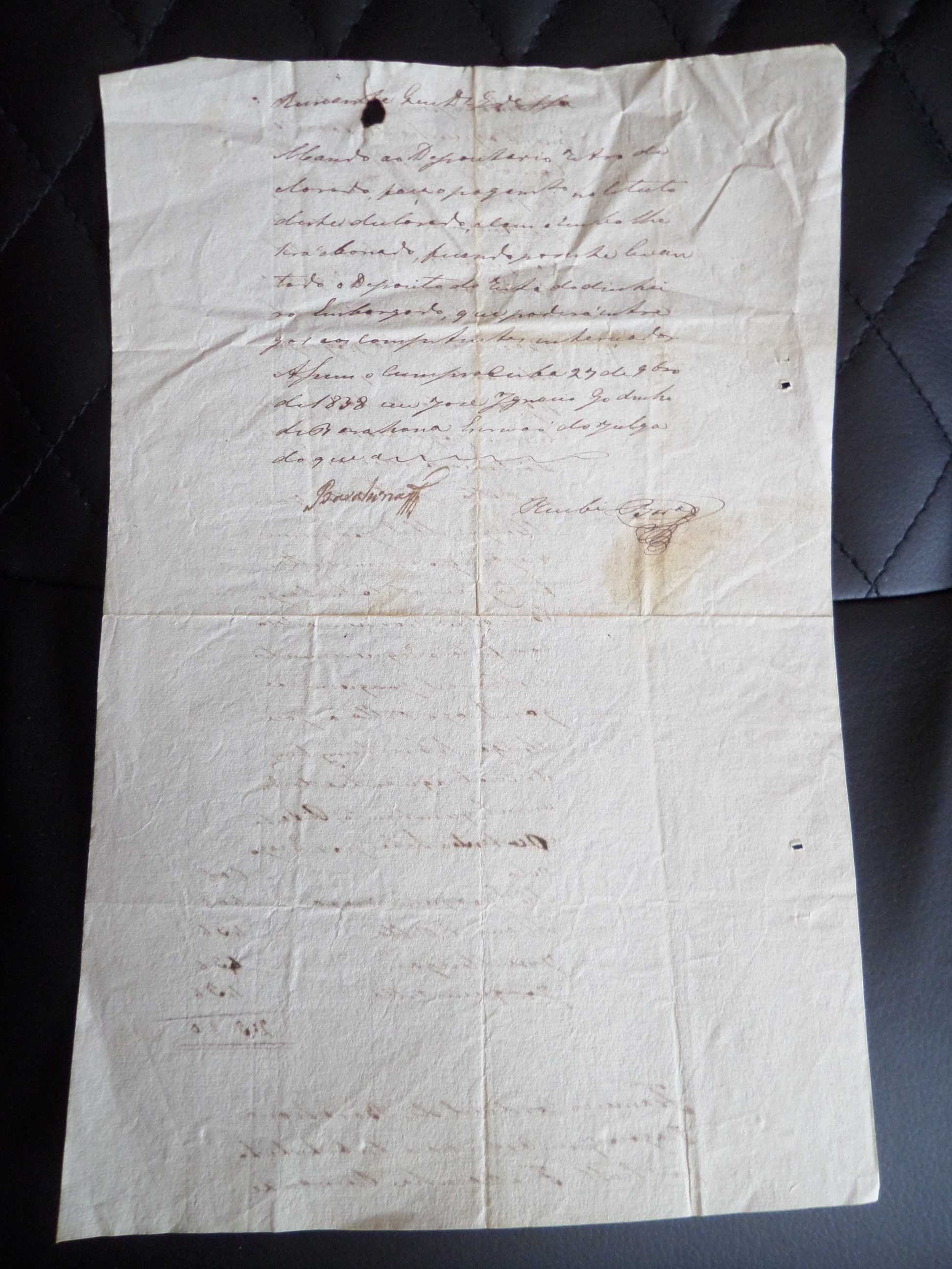 Documento Manuscrito, Ano 1838
