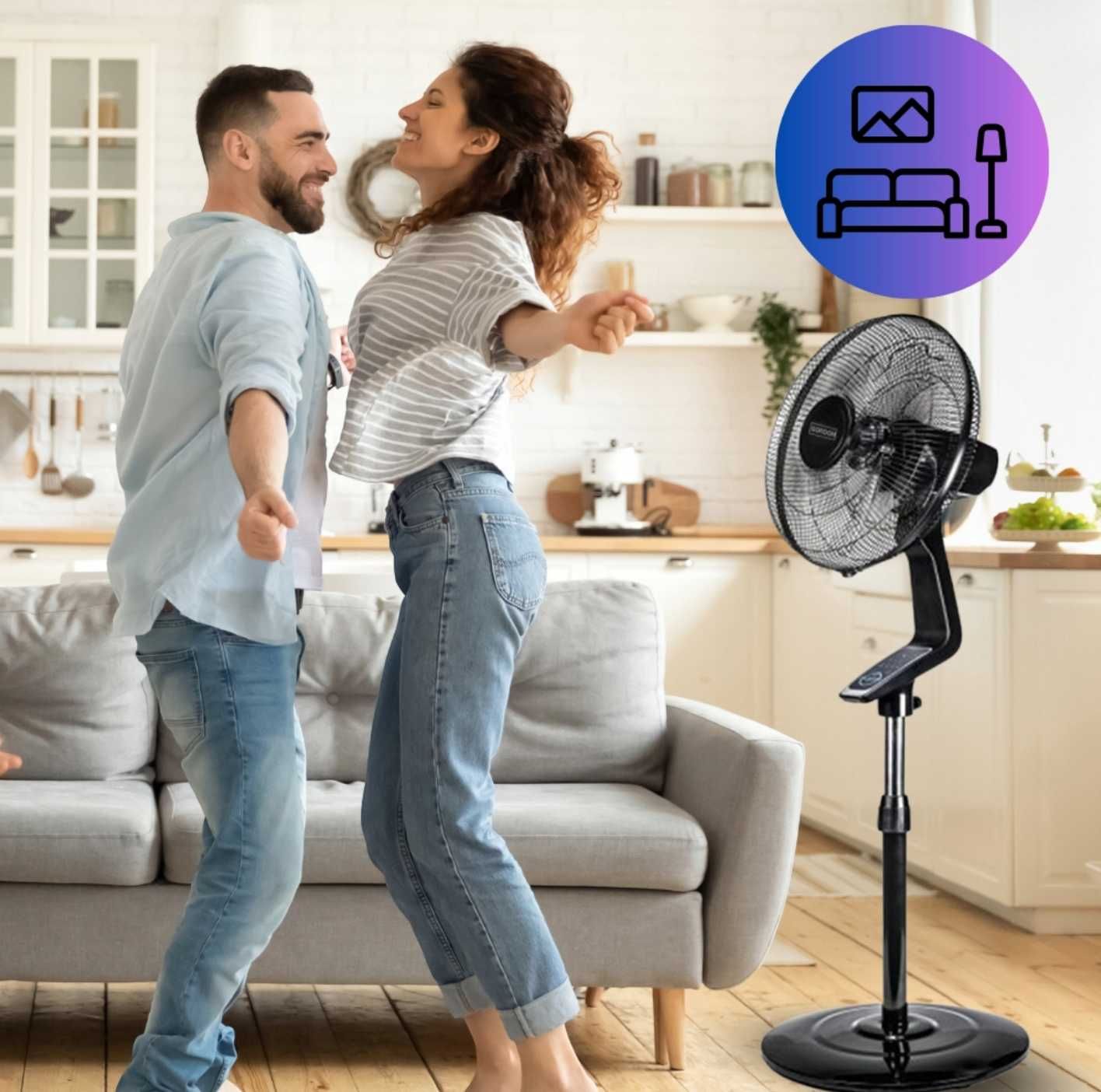 Wentylator Stojący 70 W Wiatrak Podłogowy Timer Do Domu Biura + pilot