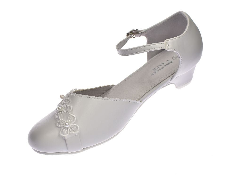 Buty komunijne białe balerinki obcas dziewczęce 42/24 rozm. 34