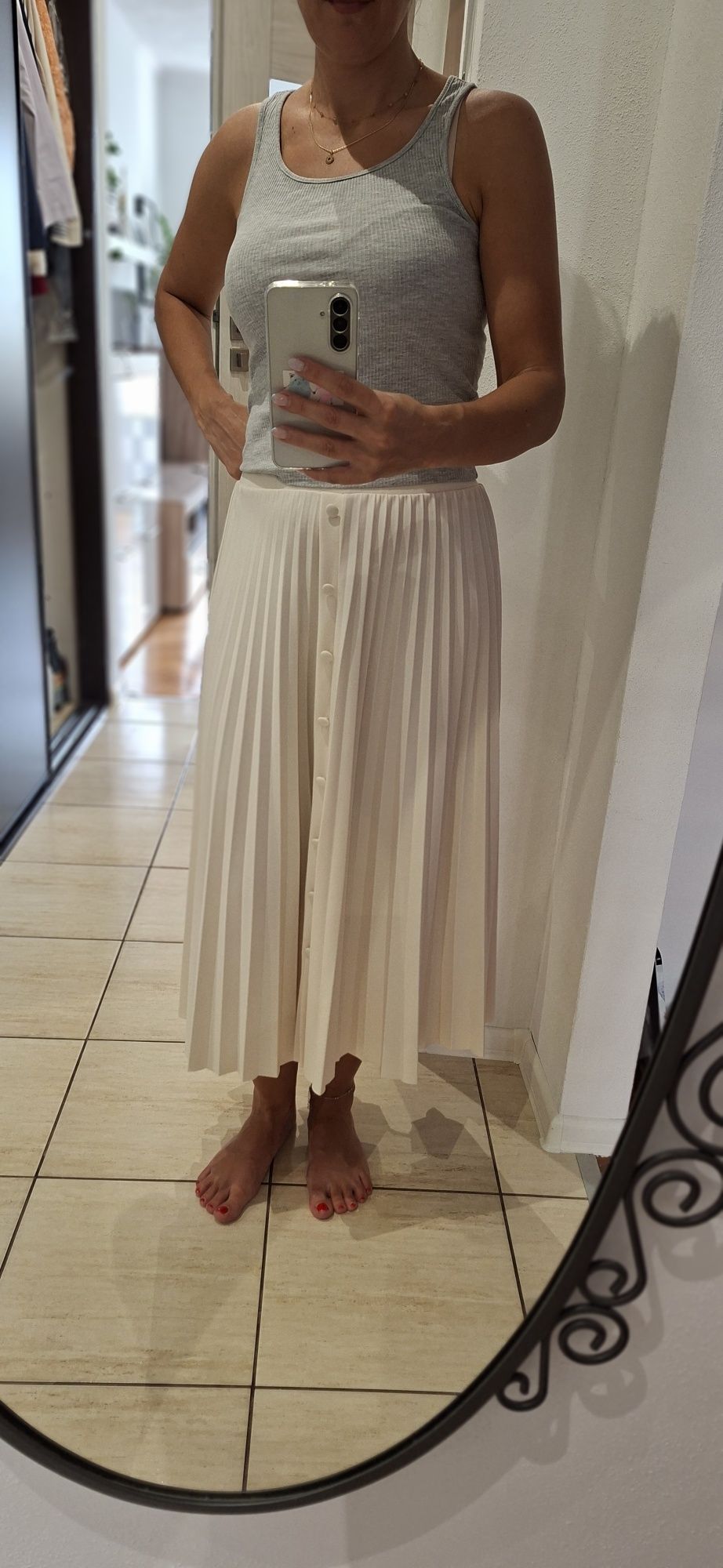 Spódnica plisowana midi Reserved r. 38 ecru