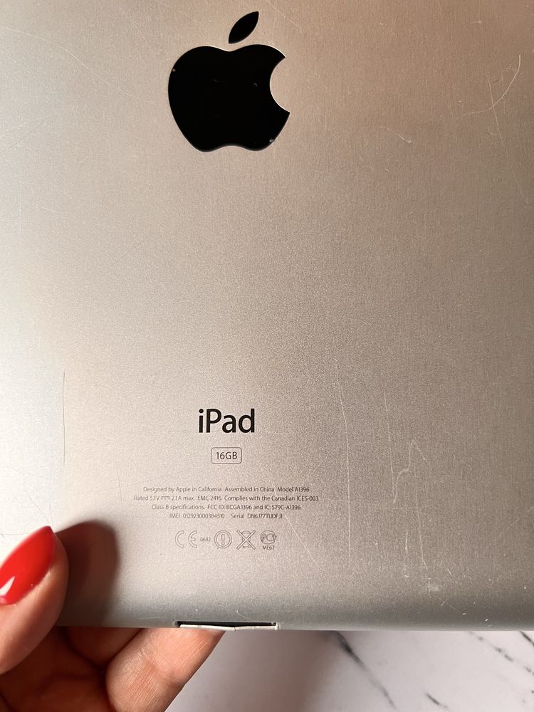 iPad Apple 16 GB, модель А1396