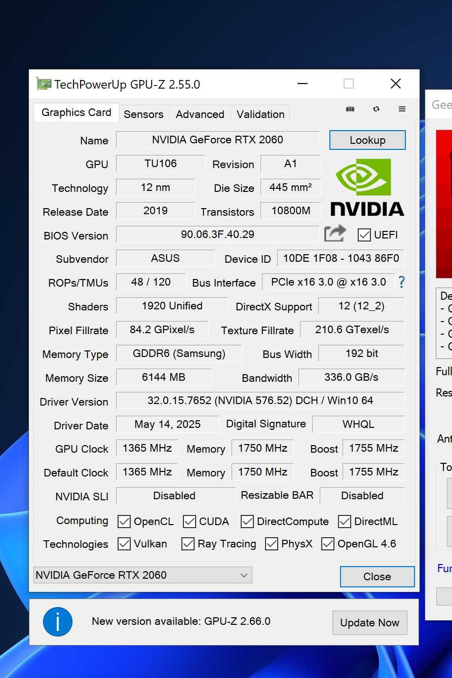 Asus RTX 2060 Dual EVO OC Edition 6GB GDDR6 (192bit) (1365/14000)