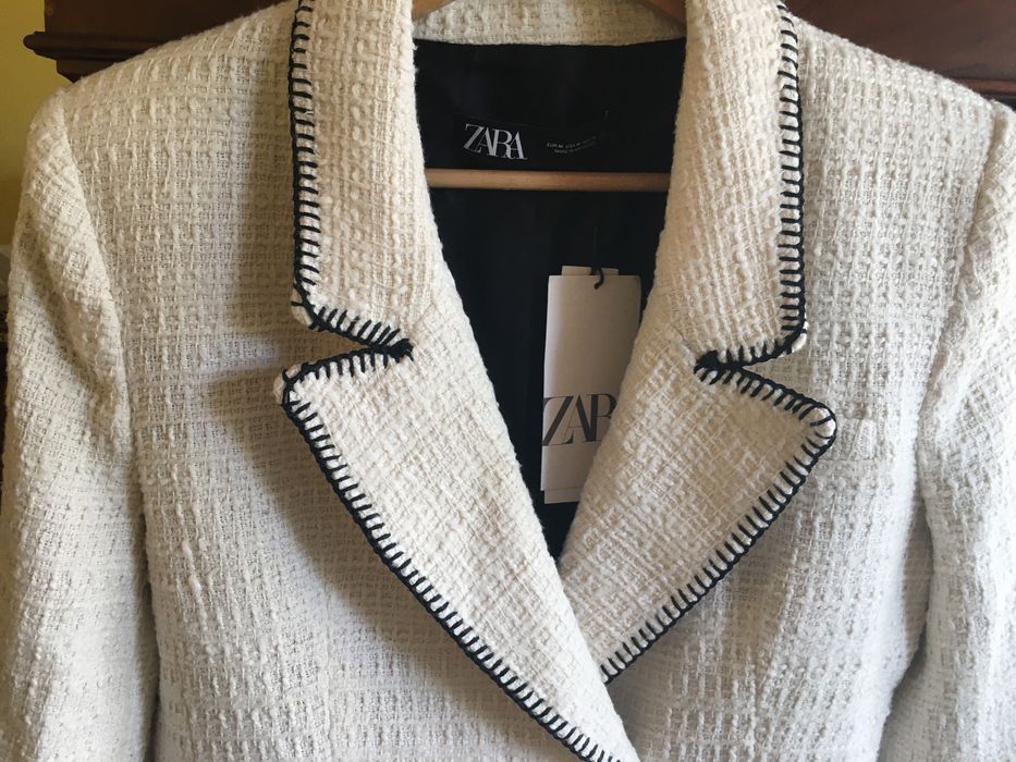 ZARA Ostatnia sztuka ! marynarka z ozdobnymi przeszyciami bawełna  M