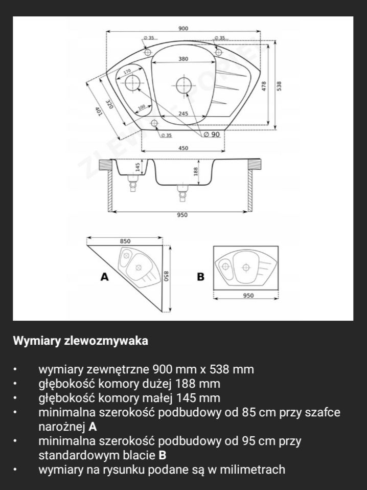 Zlewozmywak Prima Gran narożny + syfon