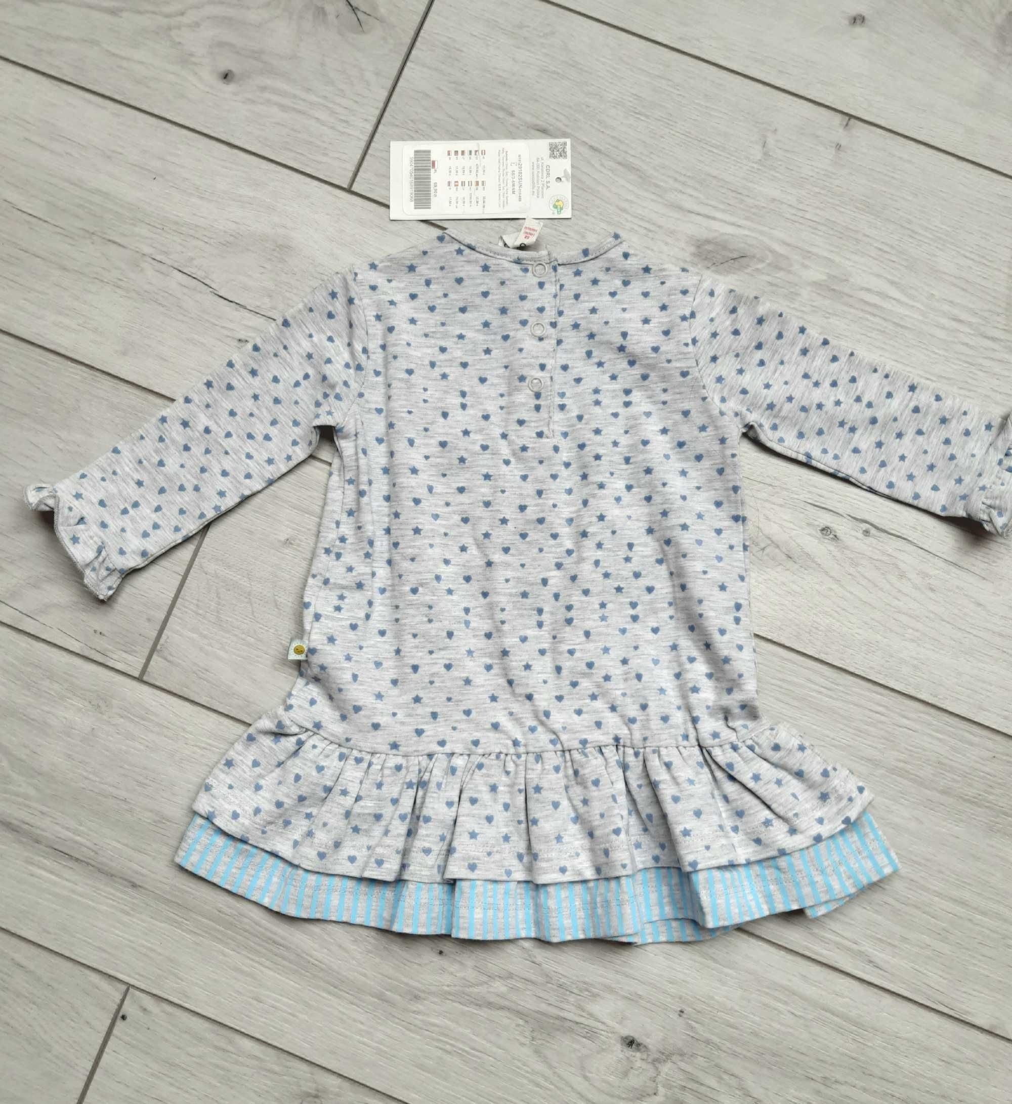 Coccodrillo - nowa wiosenna bawełniana sukienka, sukieneczka r. 68