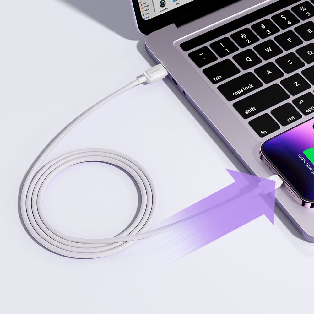 kabel przewód do iphone lightning - usb 2.4a 1.2m biały