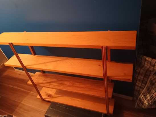 Półka drewniana czteropoziomowa recznie robiona na drobne rzeczy 100cm