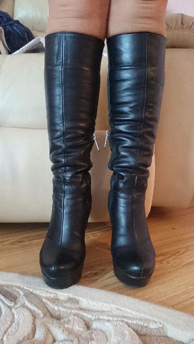 Шкіряні зимові чоботи сапоги кожаные зимние ботинки женские ботфорды