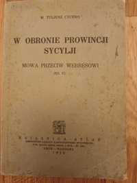 Cycero W obronie Prowincji Sycylji Starodruk 1928