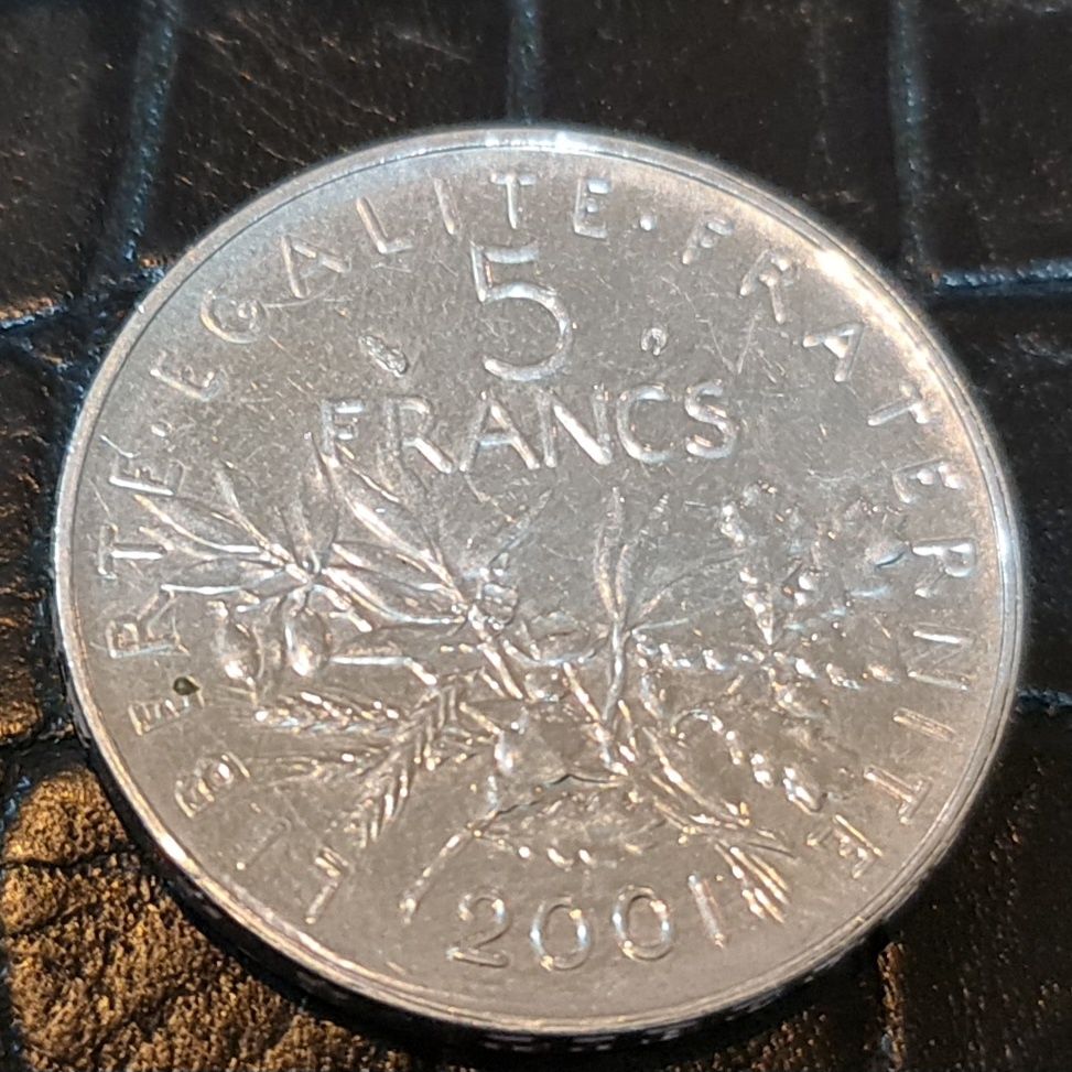 Монети 5 Франків Франція 2001 р
Страна	Франция
Номинал	5 франков
Год	2