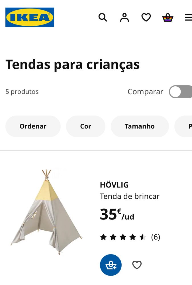 Tenda ikea bege e amarela