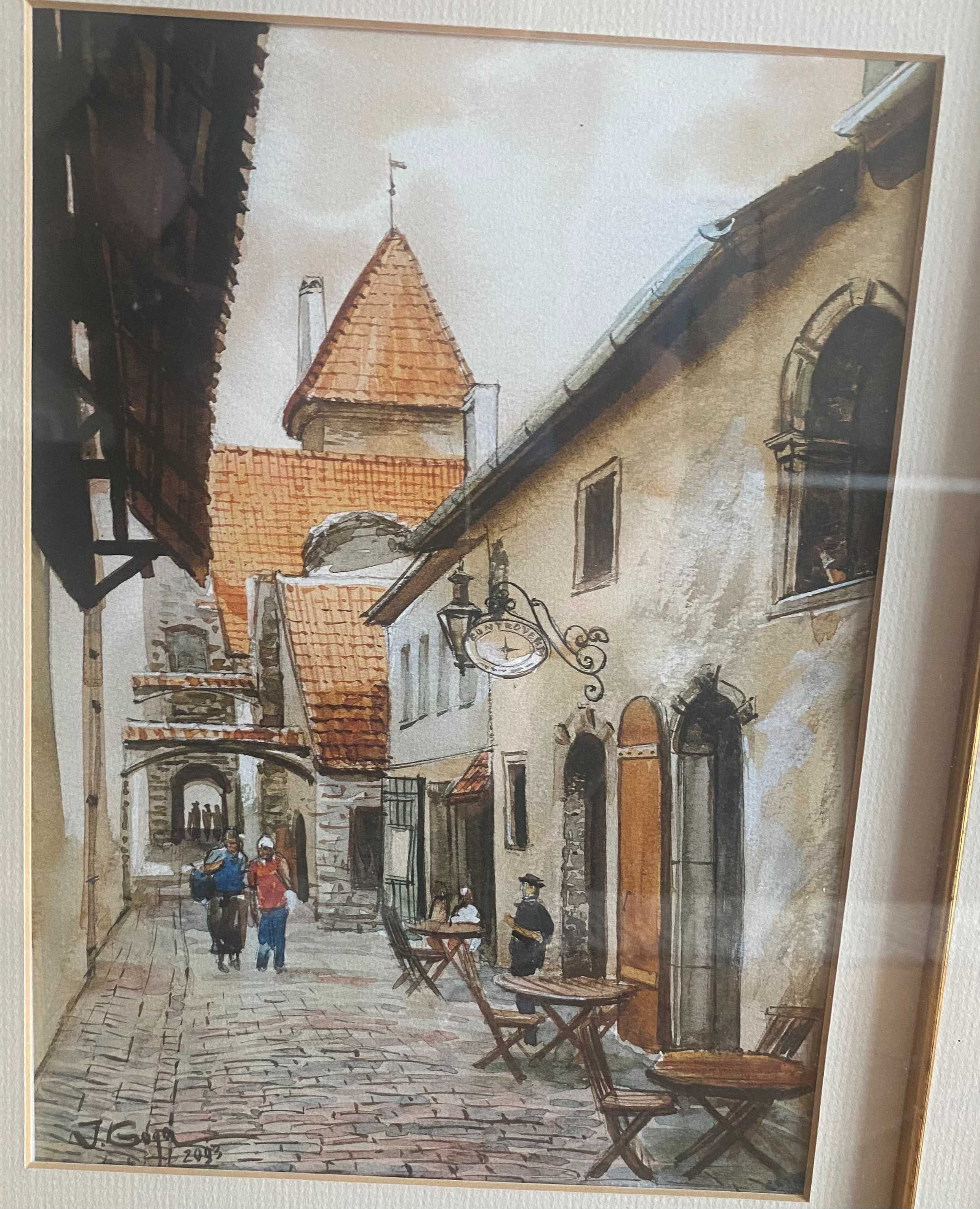 Two paintings of Estonian street life