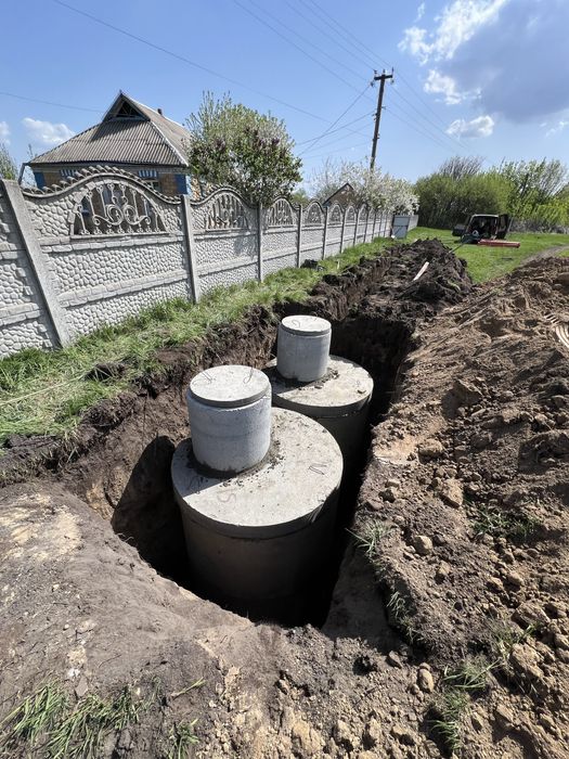 Септик під ключ.Каналізація,переливна та вигрібна яма траншеї копання