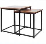 Stolik kawowy Loft kwadratowy 37,5 x 37,5 x 40cm dąb ciemny zestaw 2