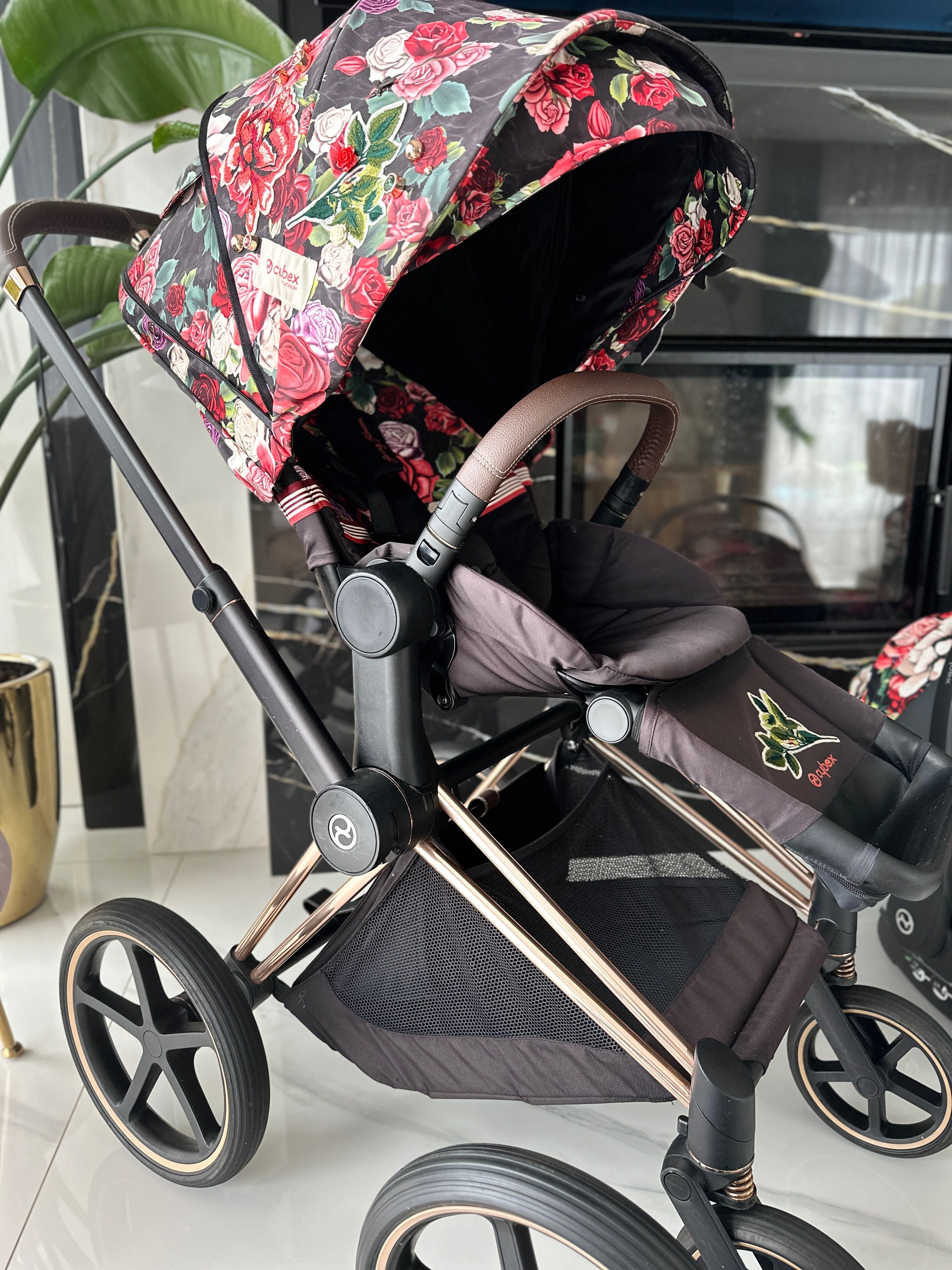 Wózek Cybex  Priam Rose Gold Spring Blossom Dark mega zestaw