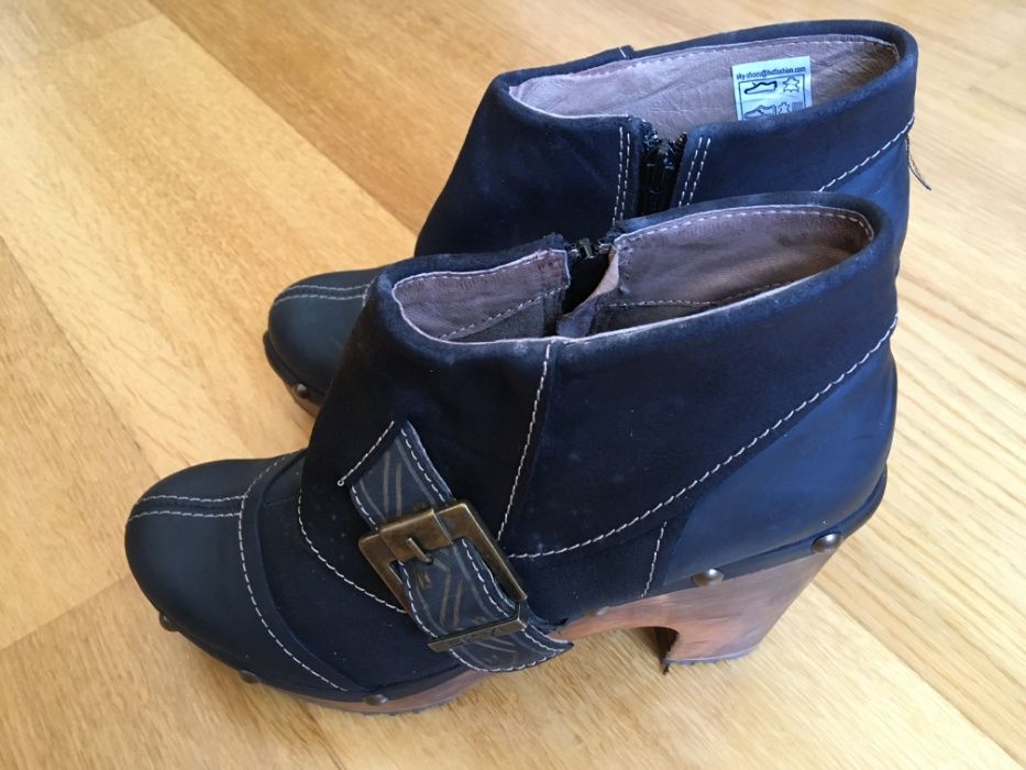 Bota de senhora em Pele com sola de Madeira