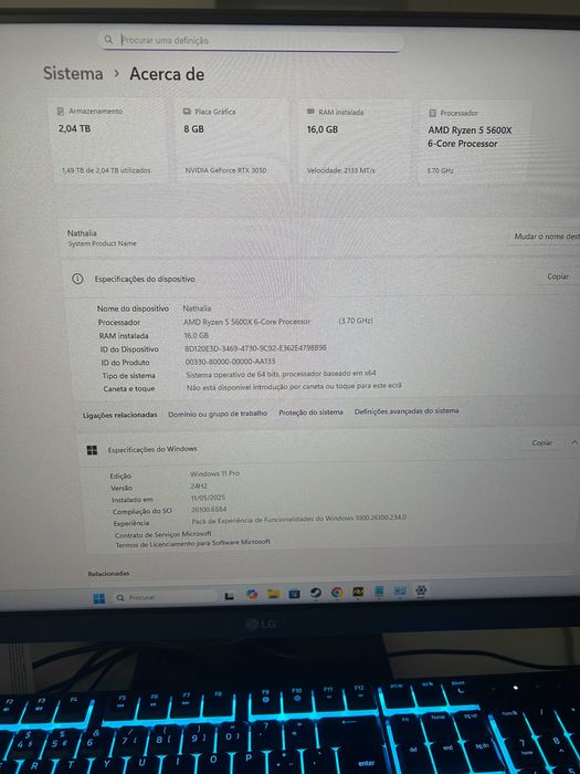 pc gamer 16gb com rtx3050 8gb