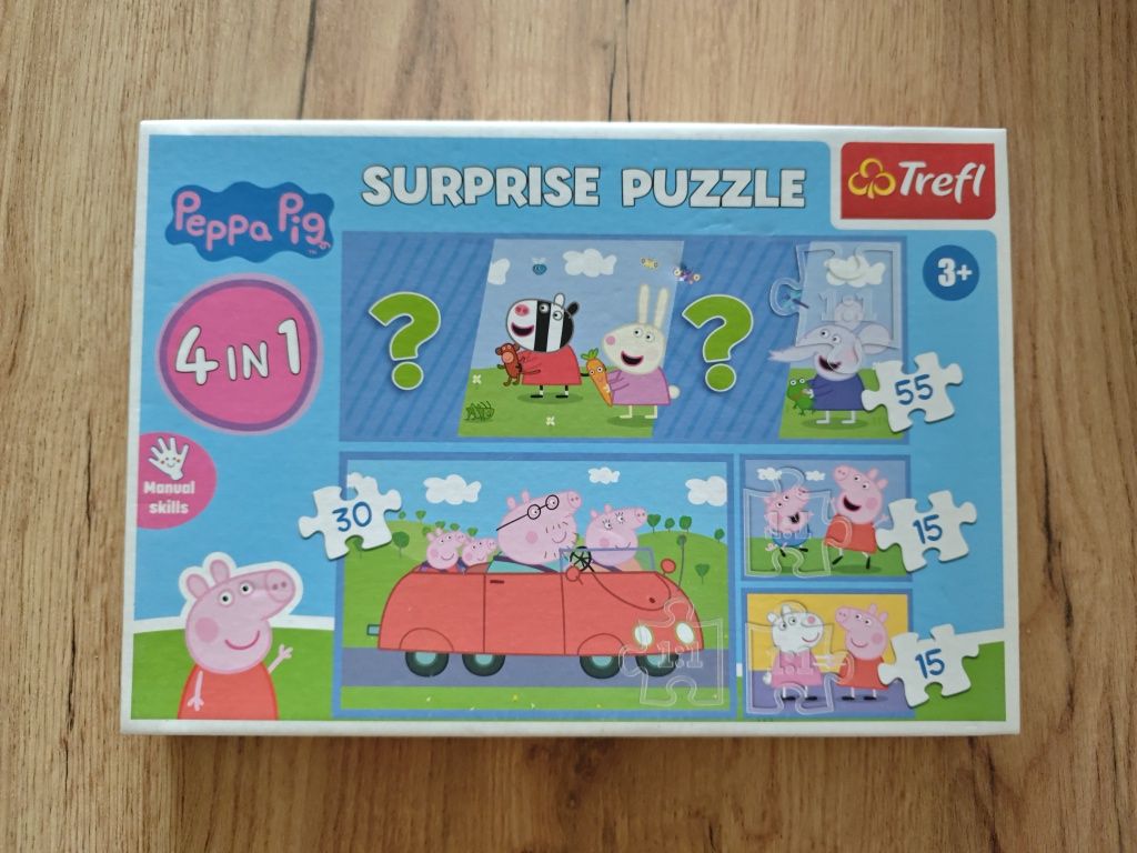 Puzzle 4w1 Świnka Peppa - 15/15/30/55 elementów /3+