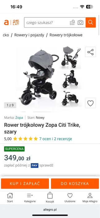 Rower trójkołowy Zopa Citi Trike
