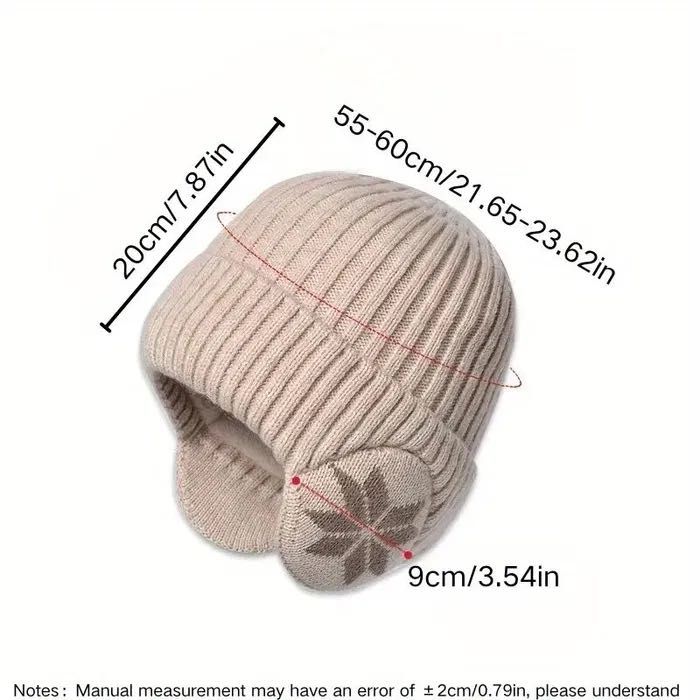 Zimowa czapka Uszatka, nowa, beż, one size, ciepła dzianina