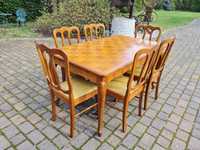 Stół ludwikowski rozkładany + 6 krzeseł Zestaw -stół z krzesłami